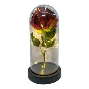 CUPULA VIDRO COM ROSA REF.6741