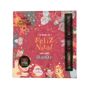 GUARDANAPO NATAL PAPAI NOEL E BICHINHOS