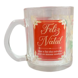 CANECA VIDRO ENFEITES DE NATAL