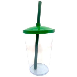 COPO C/TAMPA E CANUDO 500ML VERDE